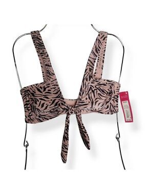 Xhilaration Animal Print Front tie Bikini Top XS Juniors (00)
